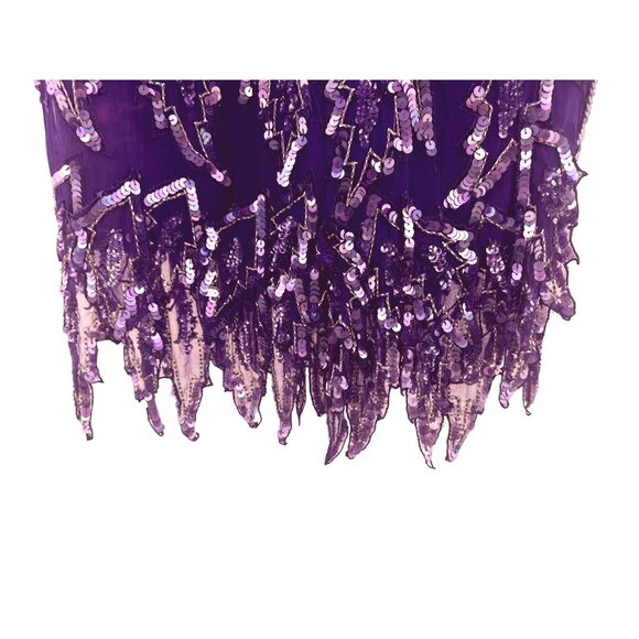 Carina Vintage Sequin Embellished Asymmetrical Silk Dress Size L Formal Event - Picture 5 of 9